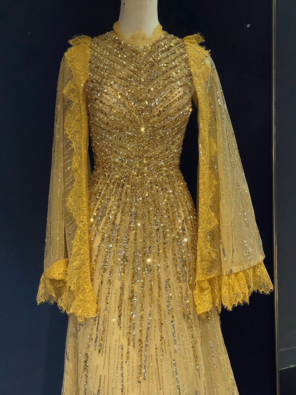 Gold Beaded Evening Gown