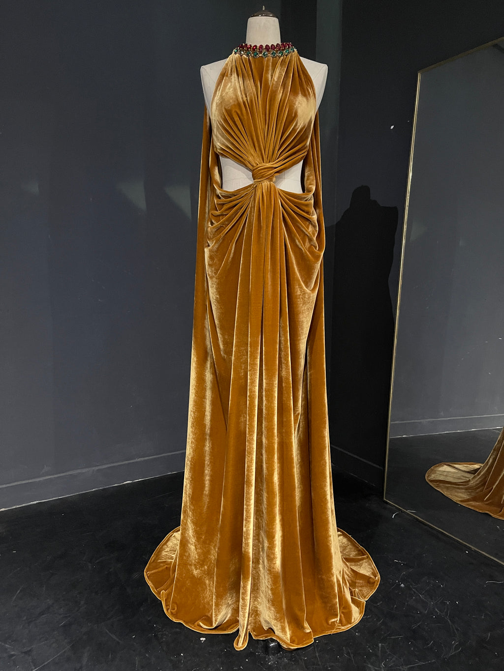 Blue Cape Evening Gown