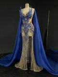 Silver White Statement Evening Gown