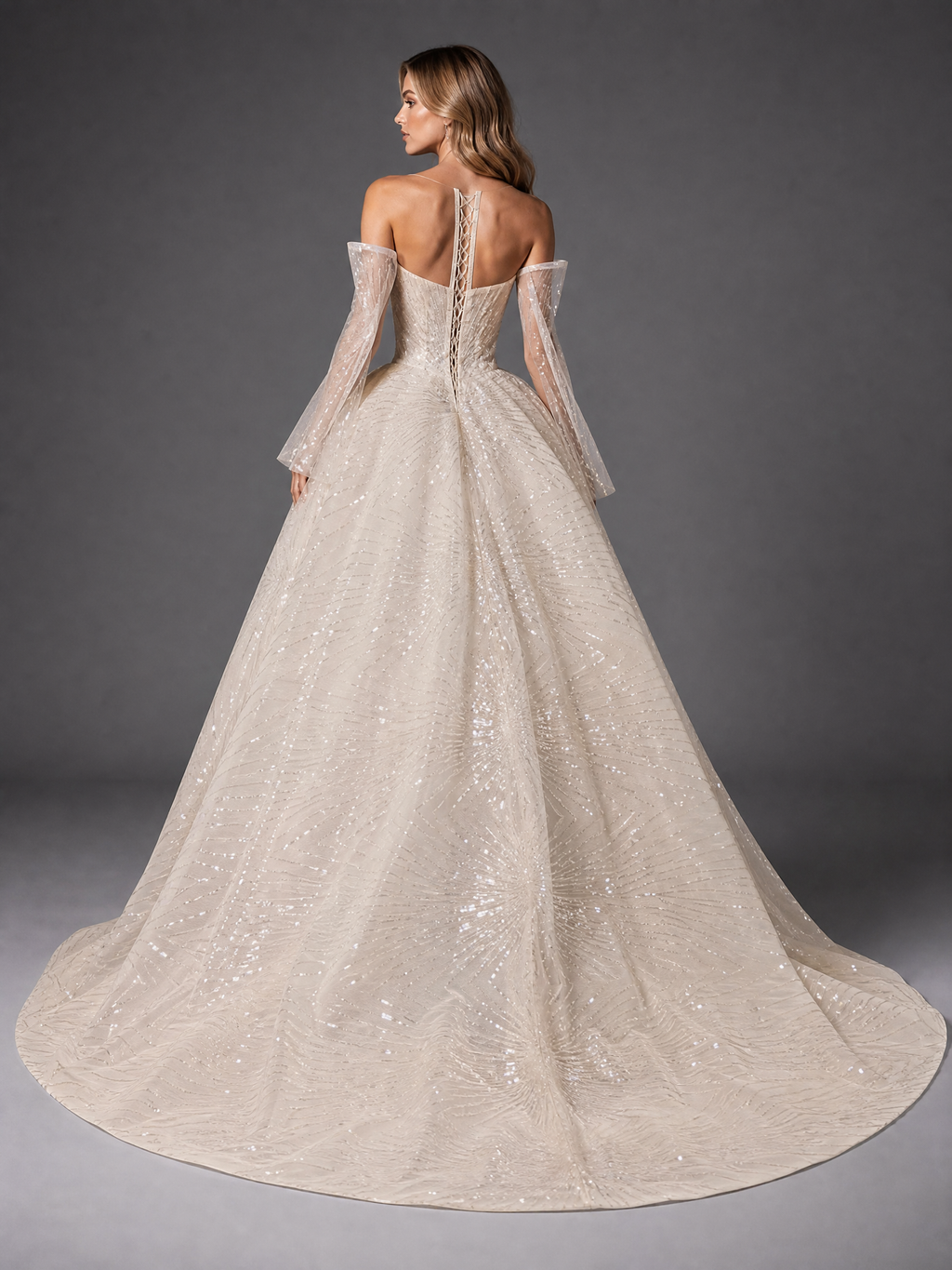 Ivory Crystal Off-Shoulder Ball Gown