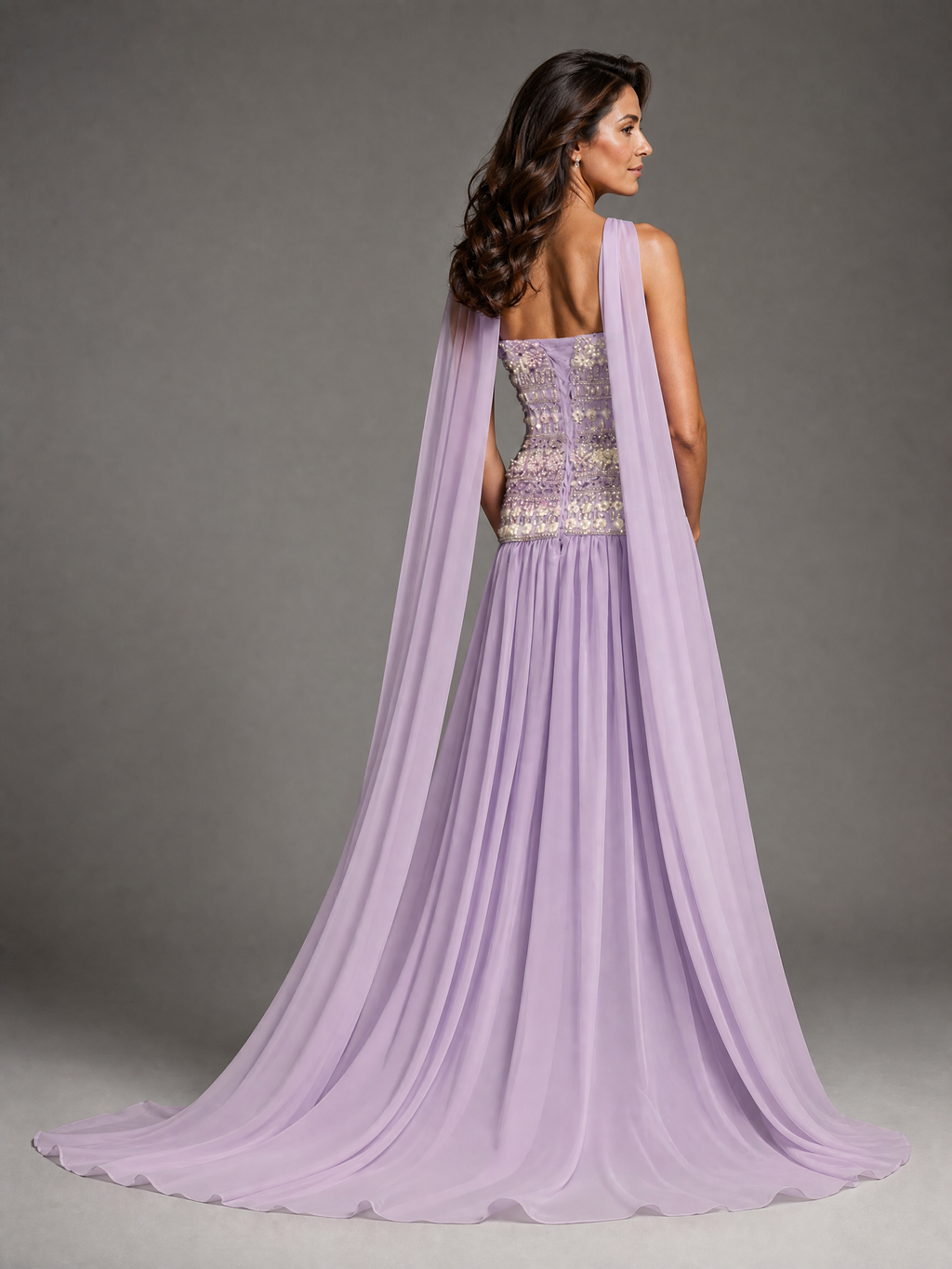 Lavender Beaded Evening Gown