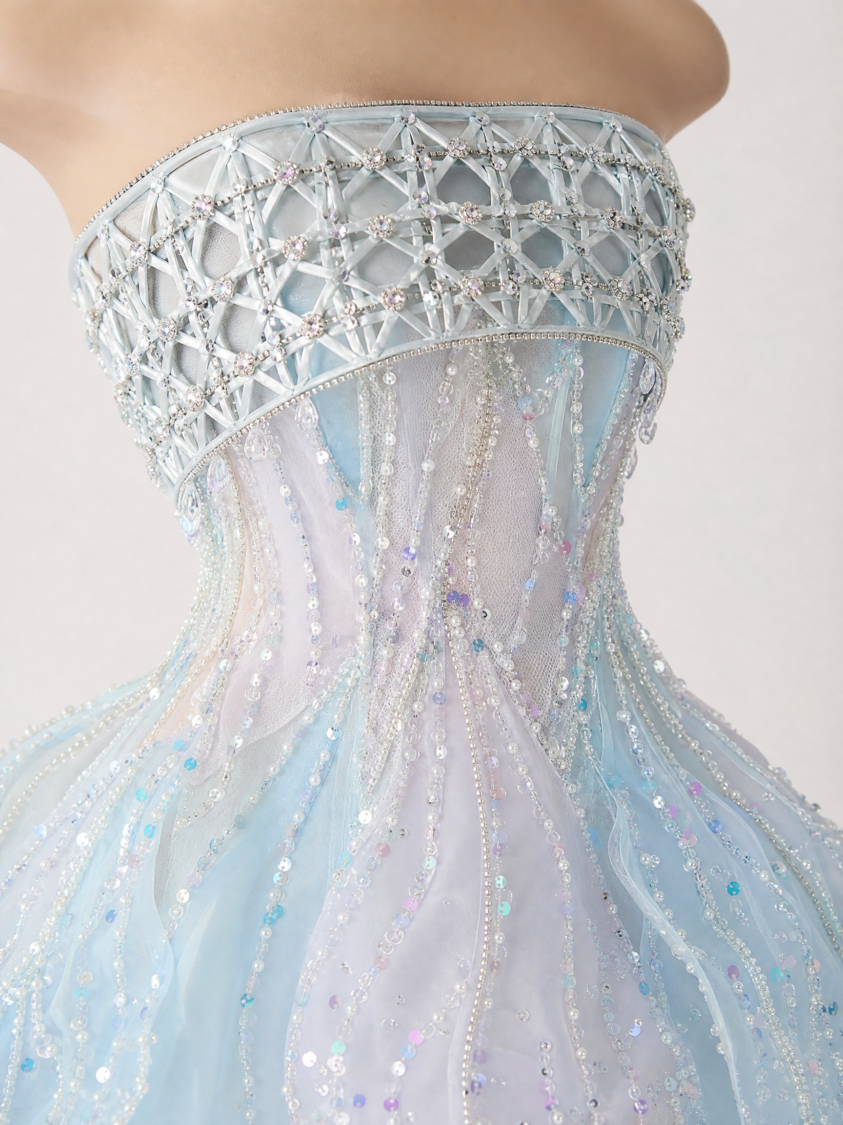 Ice Blue Crystal Mini Formal Dress