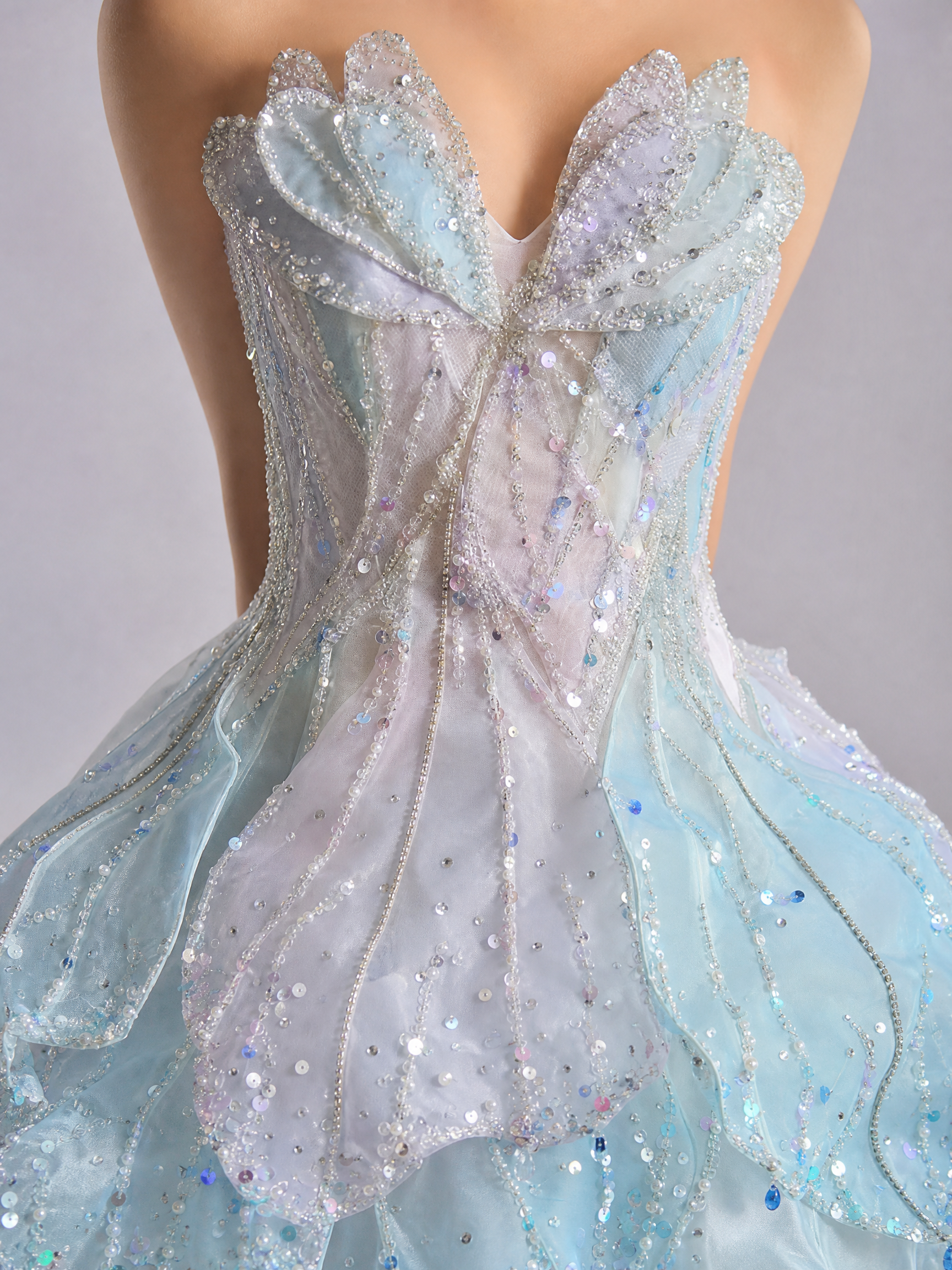 Ice Blue Crystal Mini Formal Dress