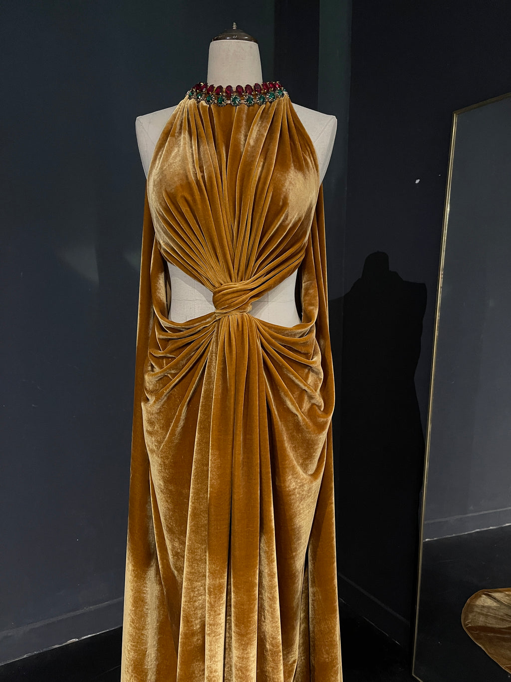 Blue Cape Evening Gown