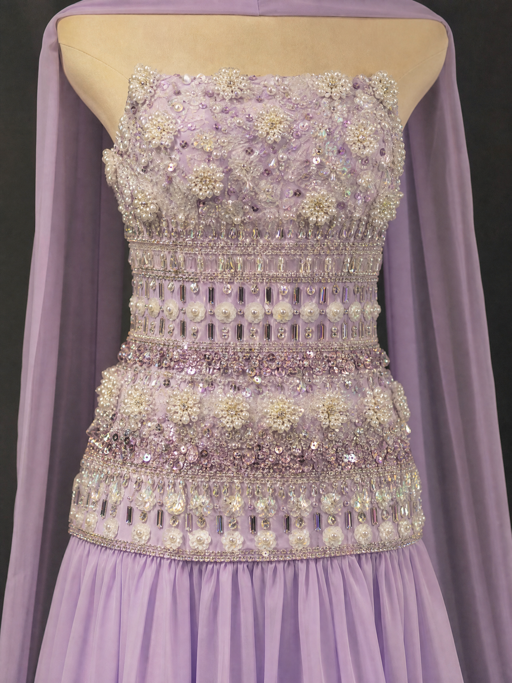 Lavender Beaded Evening Gown