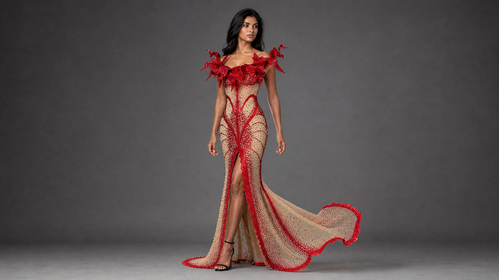 Ivory Cutout Evening Gown