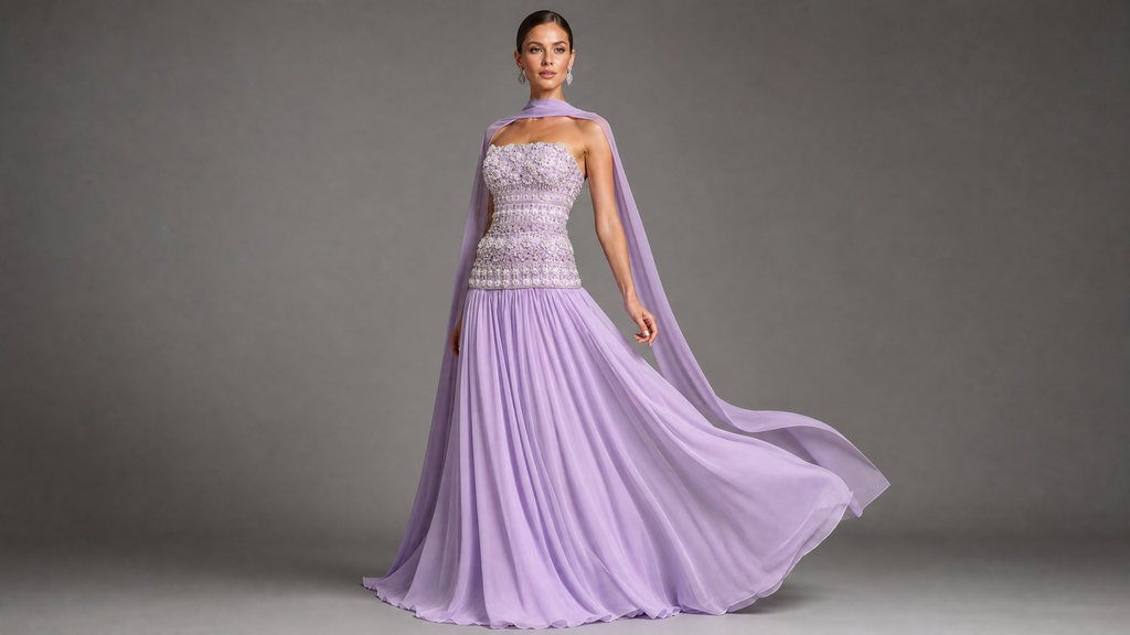 Lavender Beaded Evening Gown