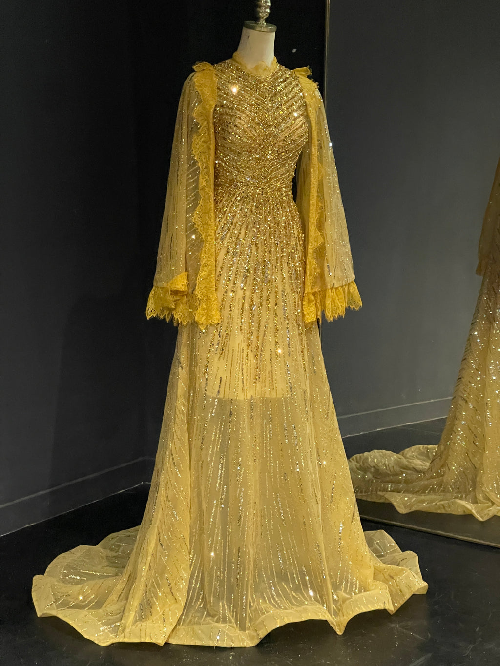 Gold Beaded Evening Gown