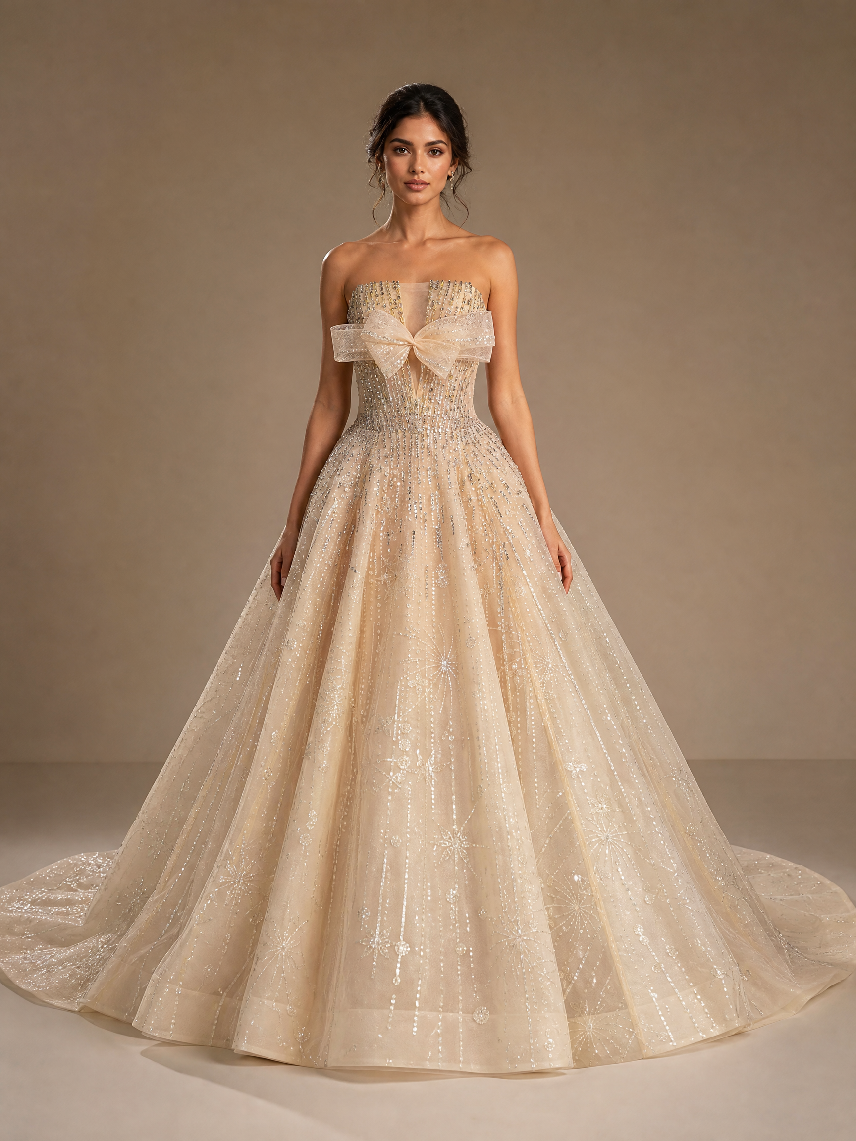Ivory Ballgown Cape Full Skirt Evening Gown — front full-length hero view (source SKU-052) — reviewed generated product image