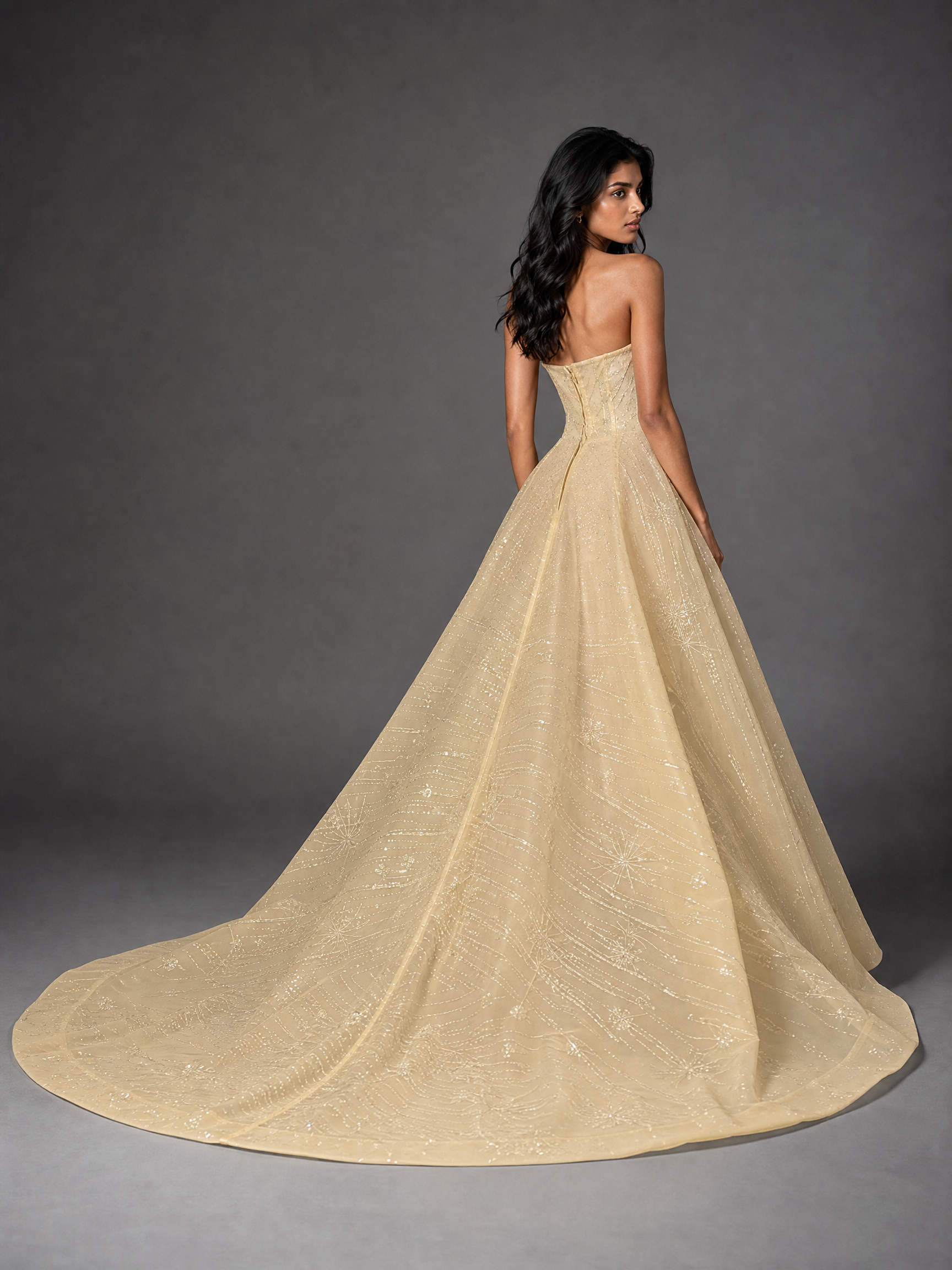 Ivory Ballgown Cape Full Skirt Evening Gown — side or back view (source SKU-052) — reviewed generated product image