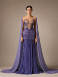 Purple and Blue Crystal Evening Gown — front full-length hero view (source SKU-079) — reviewed generated product image