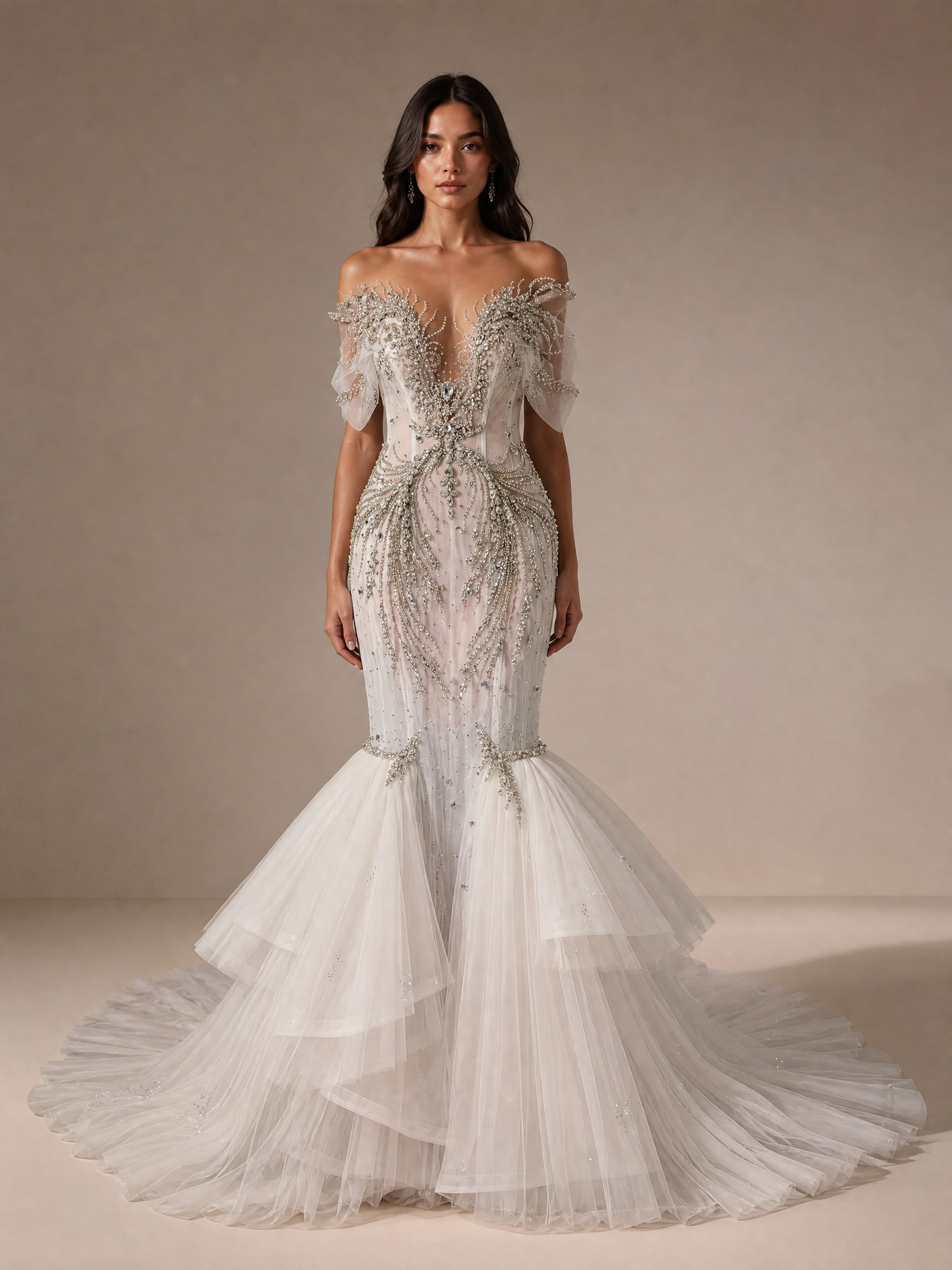 Signature Evening Gown — front full-length hero view (source SKU-118) — reviewed generated product image